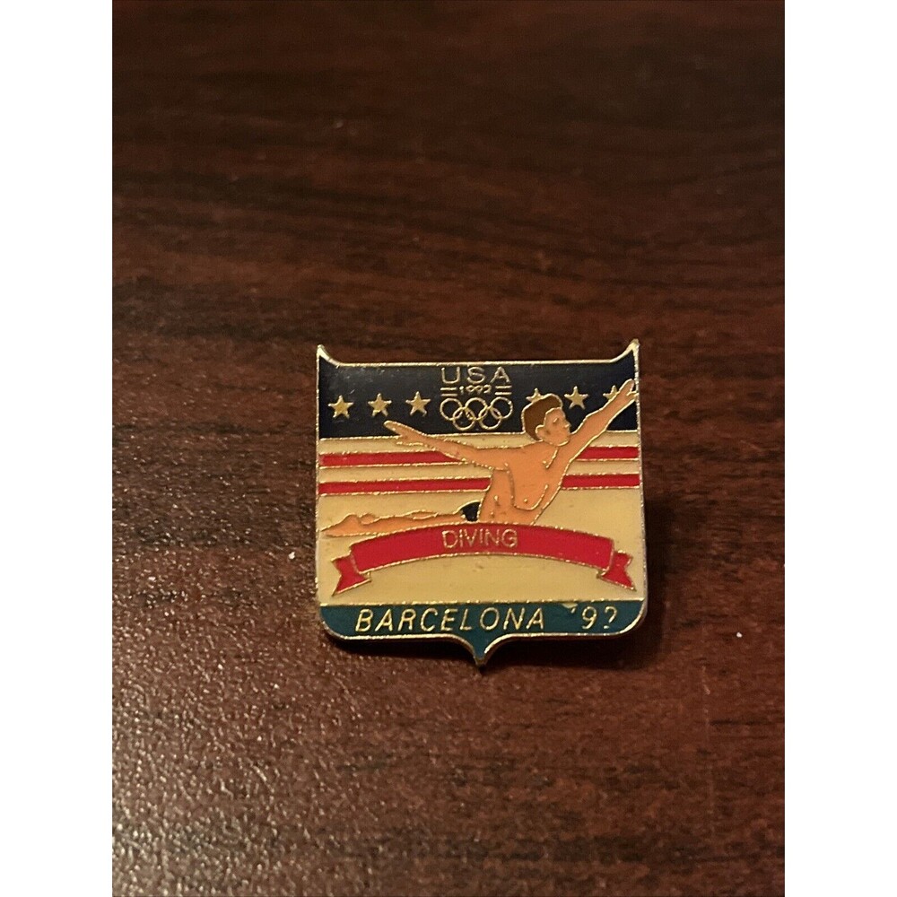 Vintage Olympic Games 1992 Barcelona Team USA Diving Lapel Hat Pin